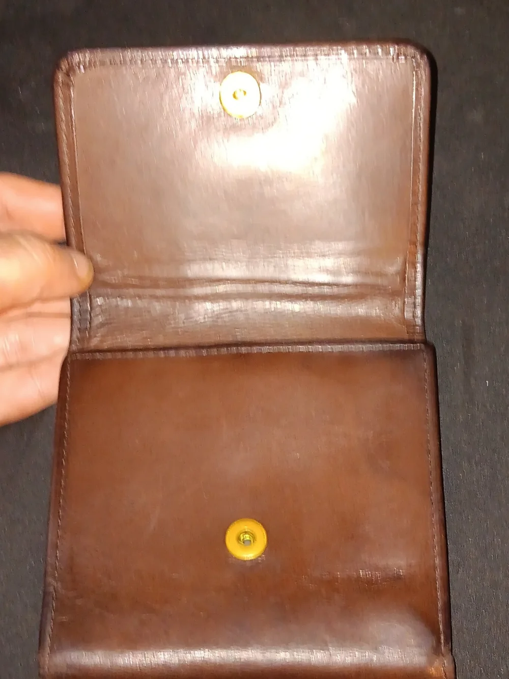 Coach Vintage Brown Leather Kisslock Wallet with Gold Accents